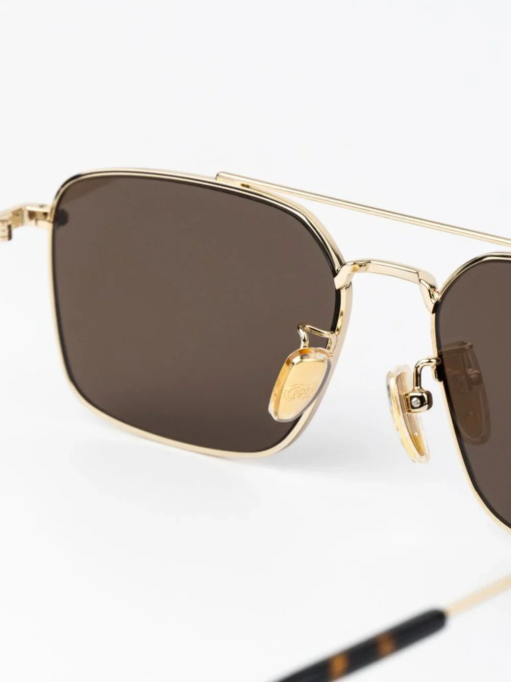 Gucci Men Sunglasses Gold Brown Rectangular GG1957SA 002 NEW AUTHENTIC